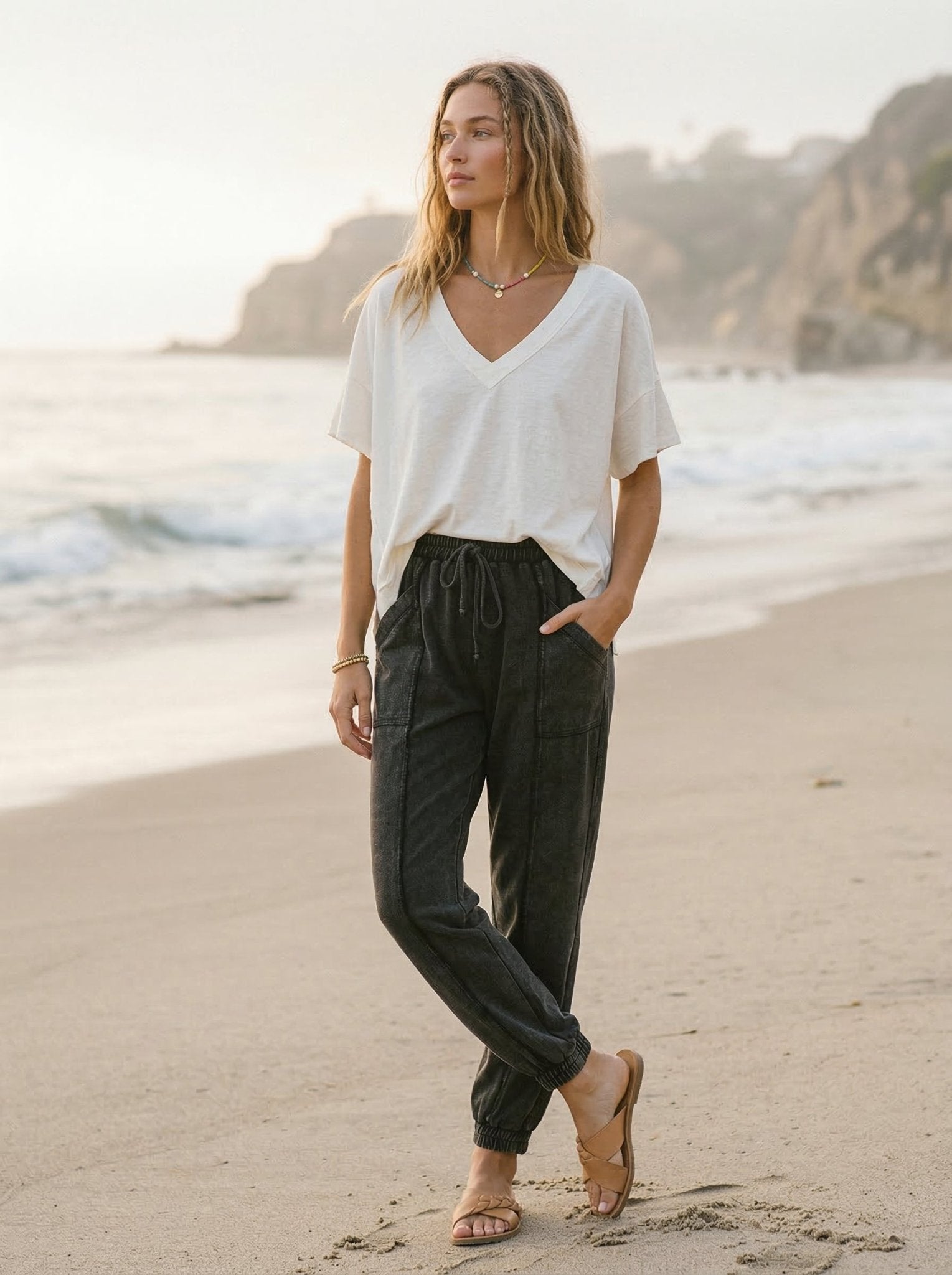 Marina Boxy V - Neck Tee - Westly