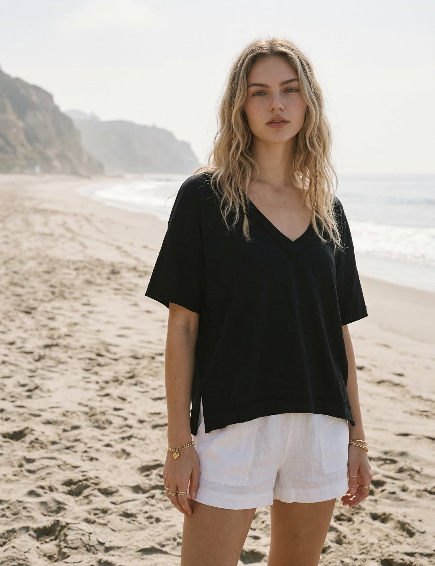 Marina Boxy V - Neck Tee - Westly
