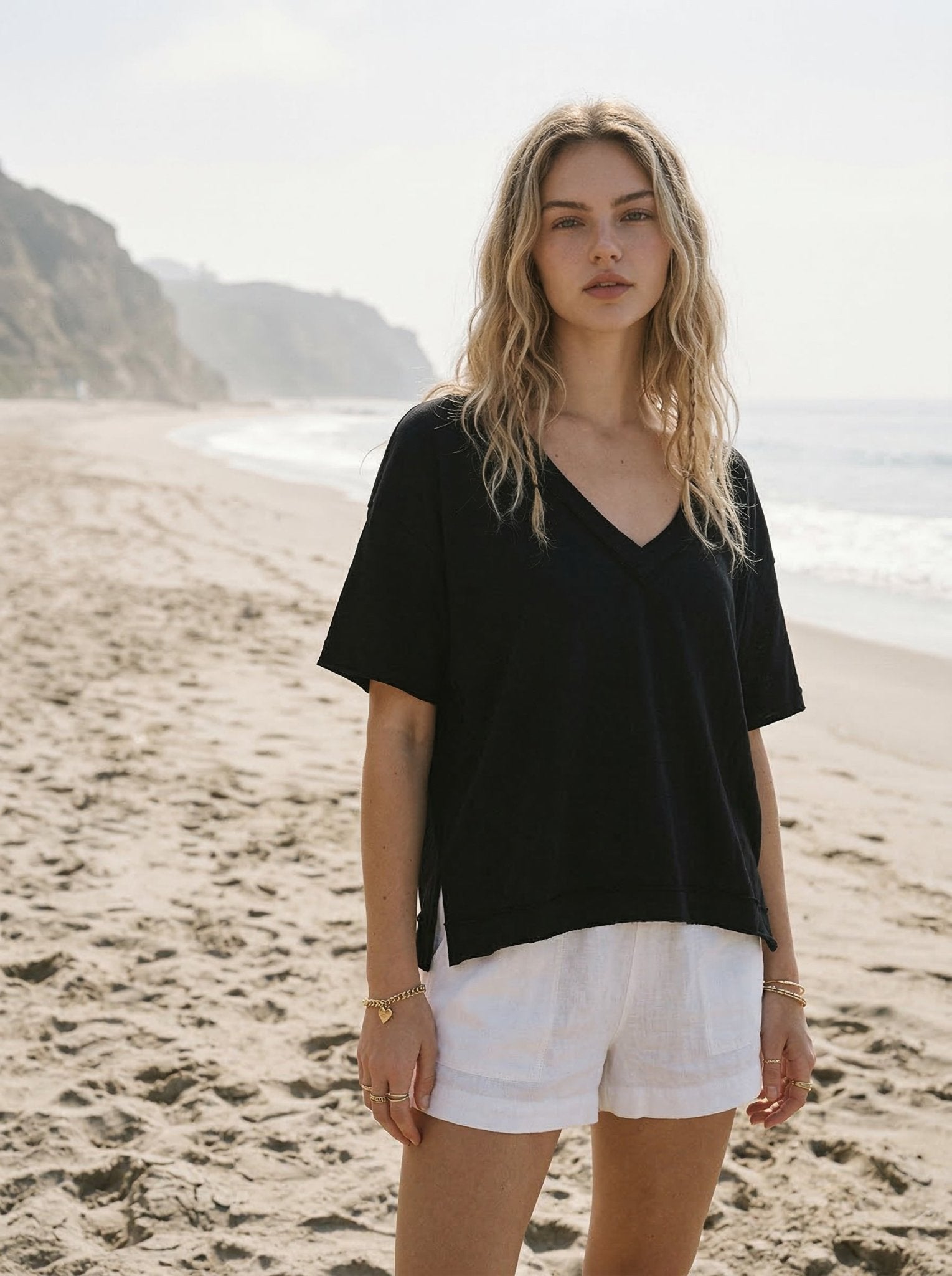Marina Boxy V - Neck Tee - Westly