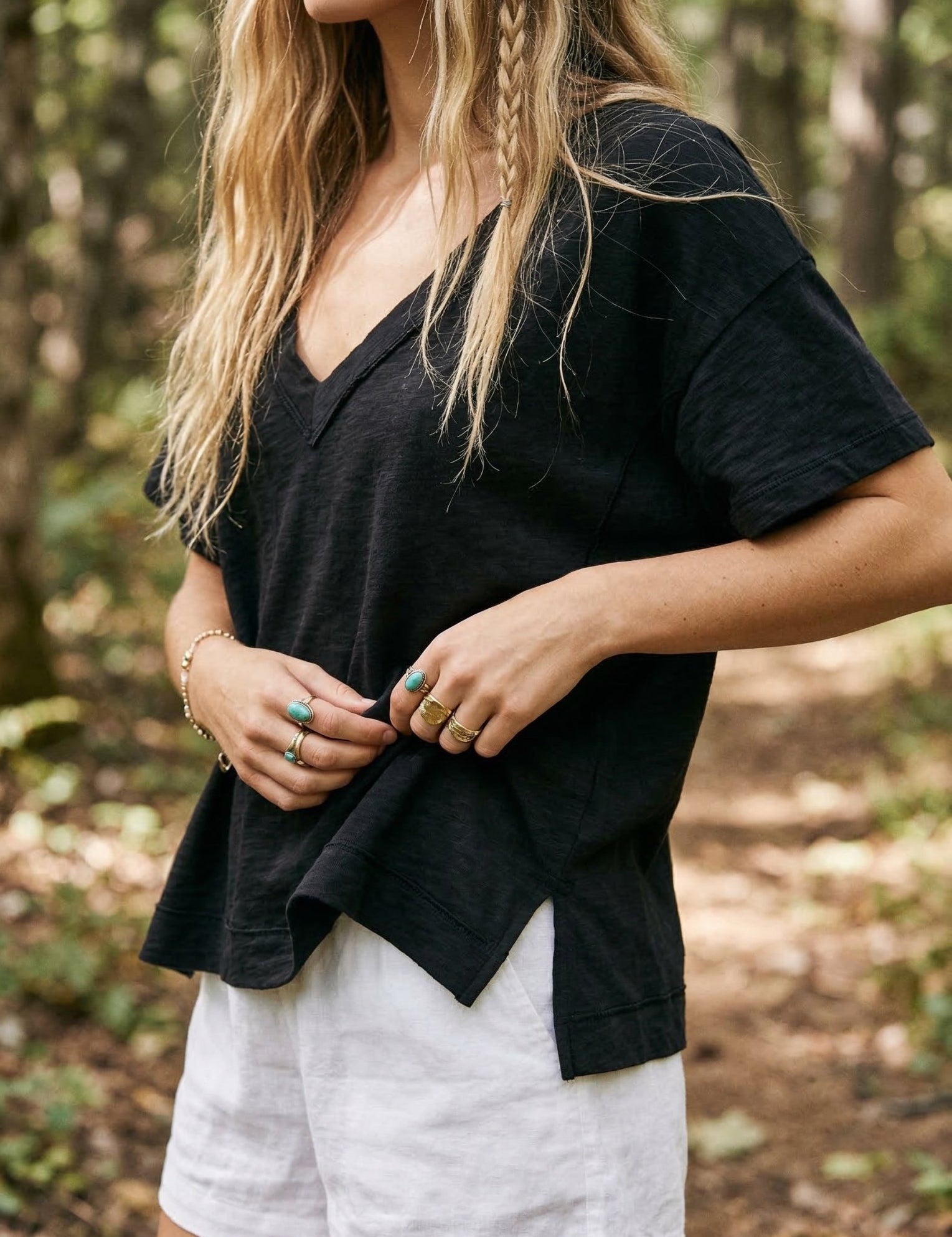 Marina Boxy V - Neck Tee - Westly
