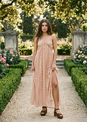 Marisol Floral - Stripe Tie - Back Maxi Halter Dress - Westly