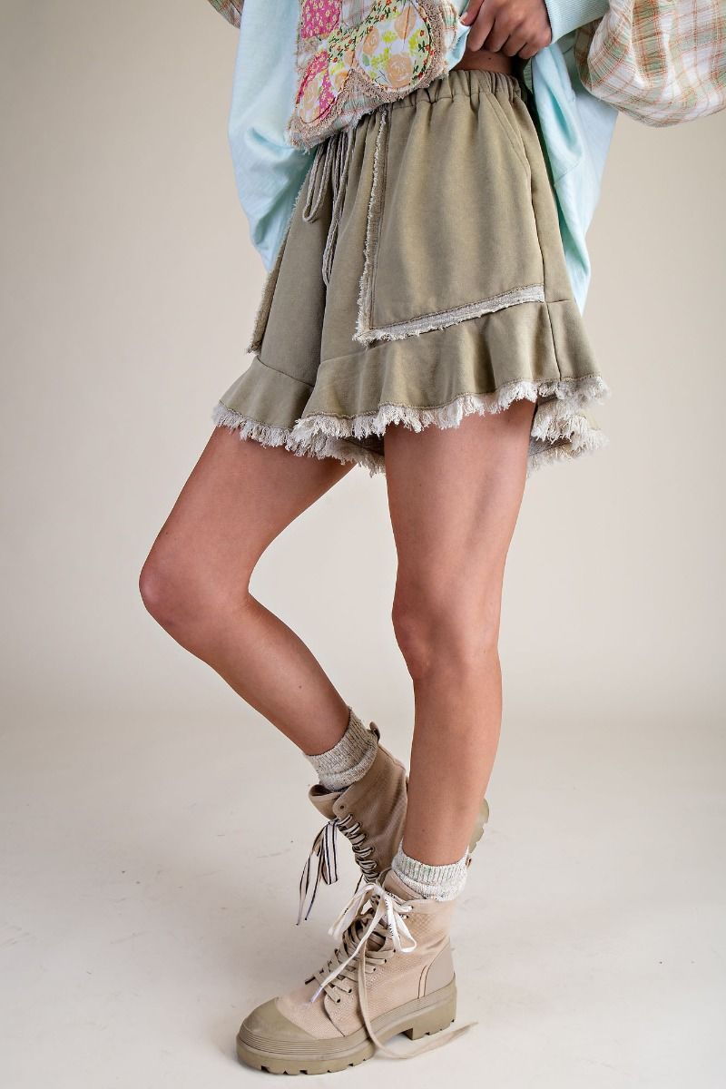 Marley Ruffle Hem Washed Shorts - Westly