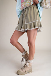 Marley Ruffle Hem Washed Shorts - Westly