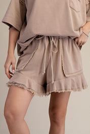 Marley Ruffle Hem Washed Shorts - Westly