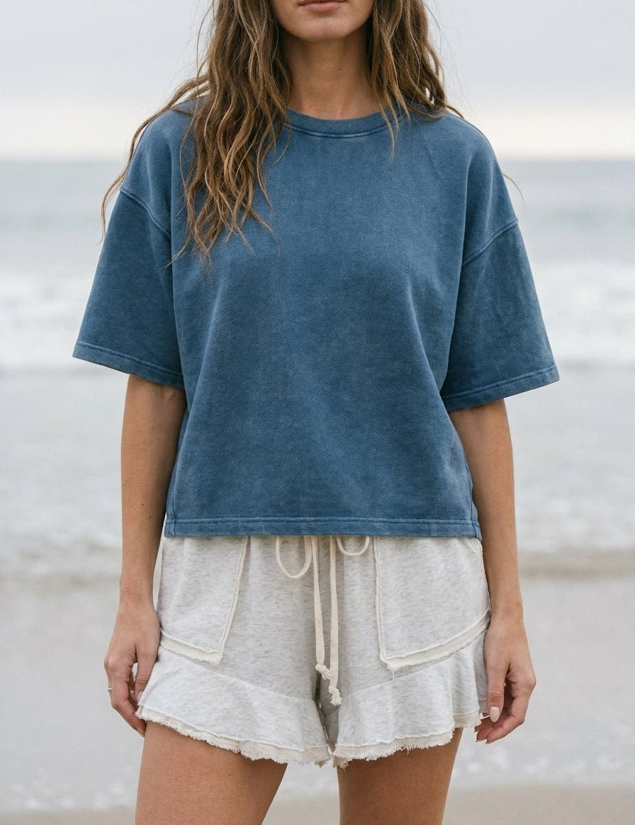 Marley Ruffle Hem Washed Shorts - Westly