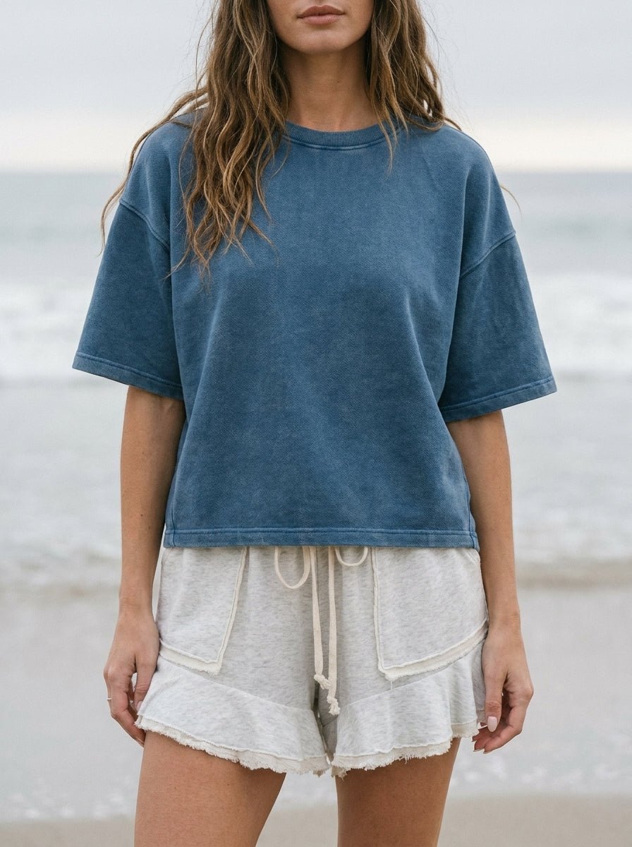 Marley Ruffle Hem Washed Shorts - Westly