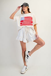 Marley Ruffle Hem Washed Shorts - Westly