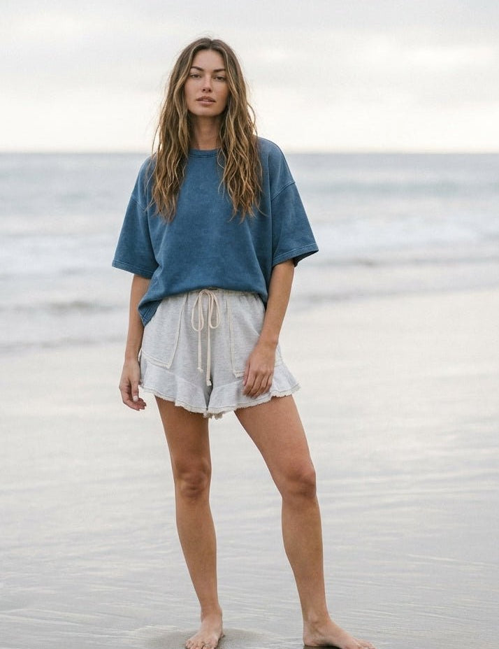 Marley Ruffle Hem Washed Shorts - Westly