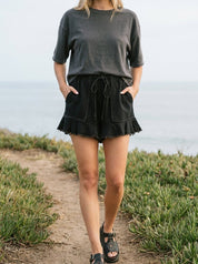 Marley Ruffle Hem Washed Shorts - Westly