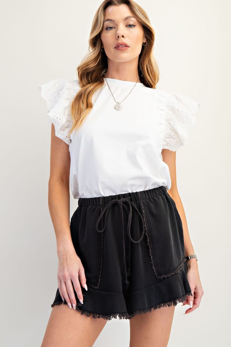 Marley Ruffle Hem Washed Shorts - Westly