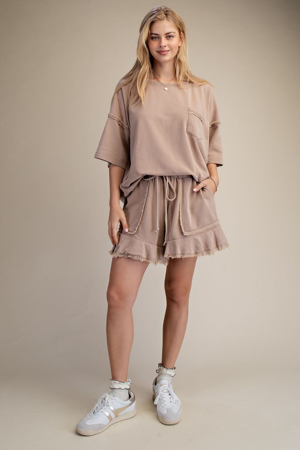 Marley Ruffle Hem Washed Shorts - Westly