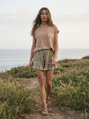 Marley Ruffle Hem Washed Shorts - Westly