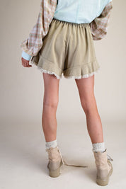 Marley Ruffle Hem Washed Shorts - Westly