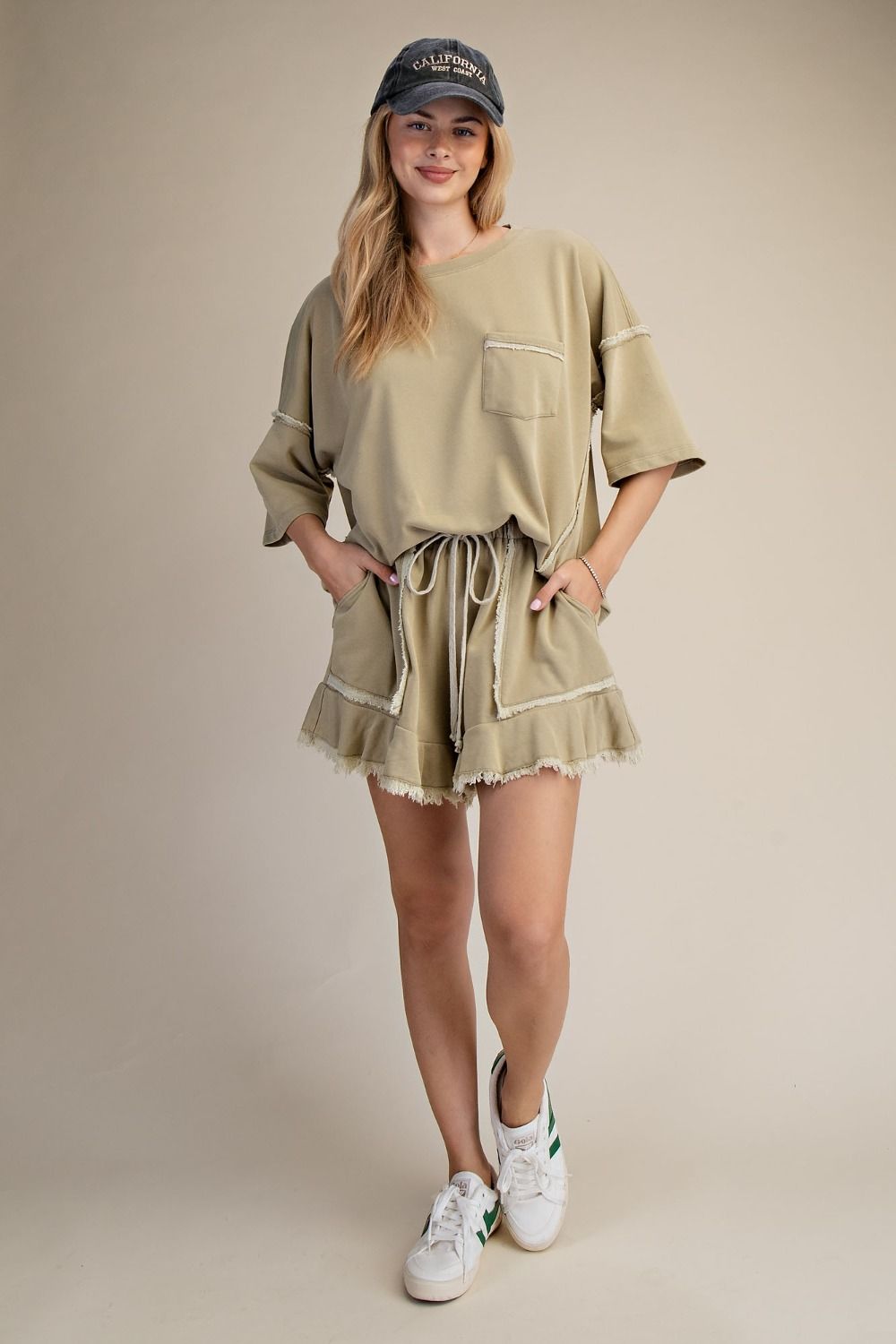 Marley Ruffle Hem Washed Shorts - Westly