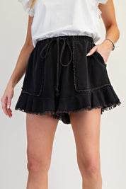 Marley Ruffle Hem Washed Shorts - Westly