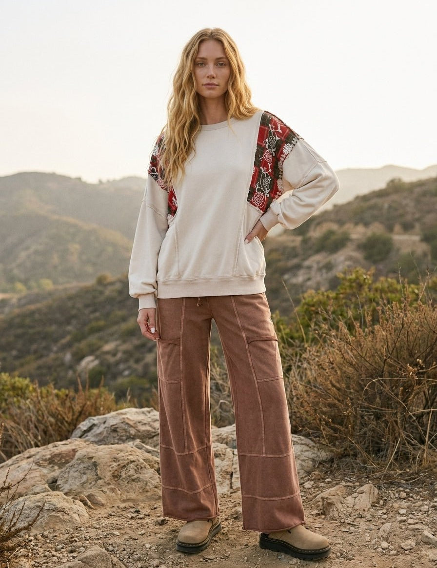 Marlow Mixed Print Washed Terry Pullover - Westly