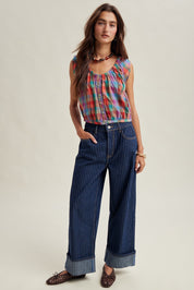 Marlowe Mixed Plaid Blouse - Multi