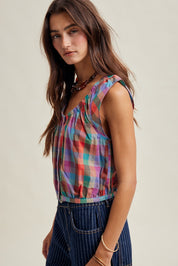 Marlowe Mixed Plaid Blouse - Multi