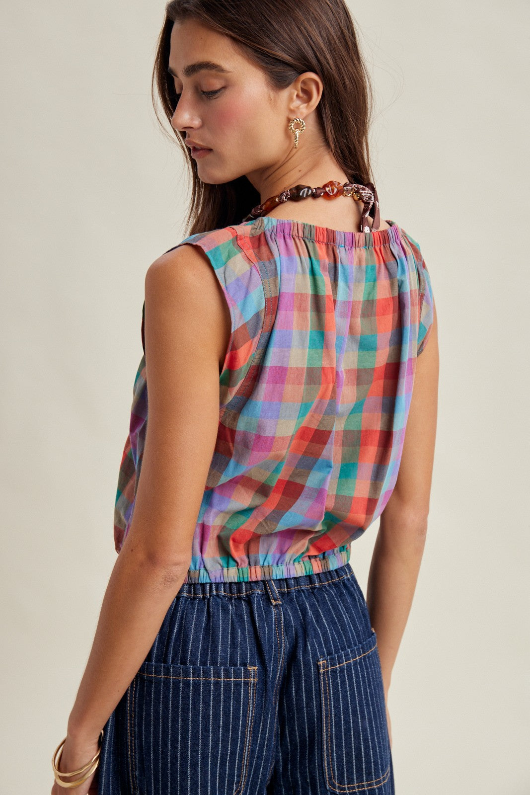 Marlowe Mixed Plaid Blouse - Multi