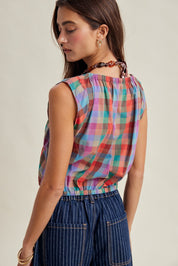 Marlowe Mixed Plaid Blouse - Multi