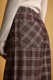 Marnie Plaid Ruffle Hem Pants - Chocolate