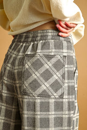 Marnie Plaid Ruffle Hem Pants - Grey