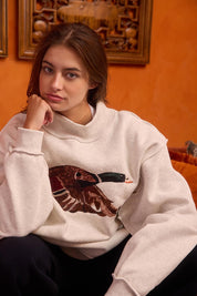 Marsh Flight Embroidered Mallard Sweatshirt in Ash Grey - product photo 1