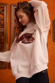Marsh Flight Embroidered Mallard Sweatshirt in Ash Grey - product photo 5