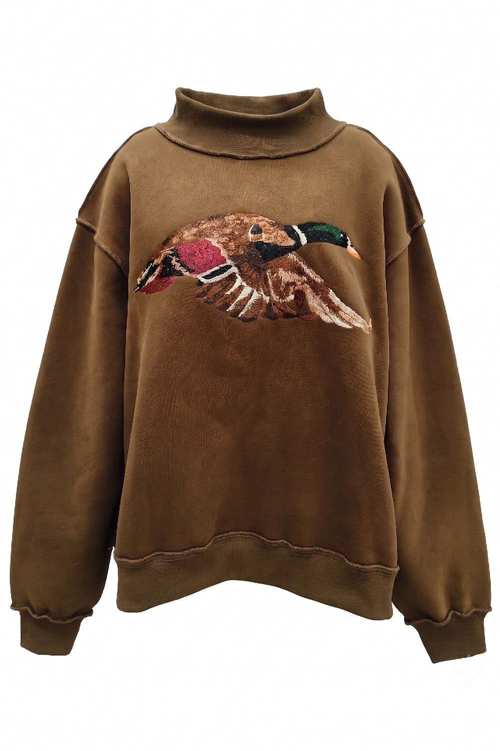 Marsh Flight Embroidered Mallard Sweatshirt in Brown - product photo 1