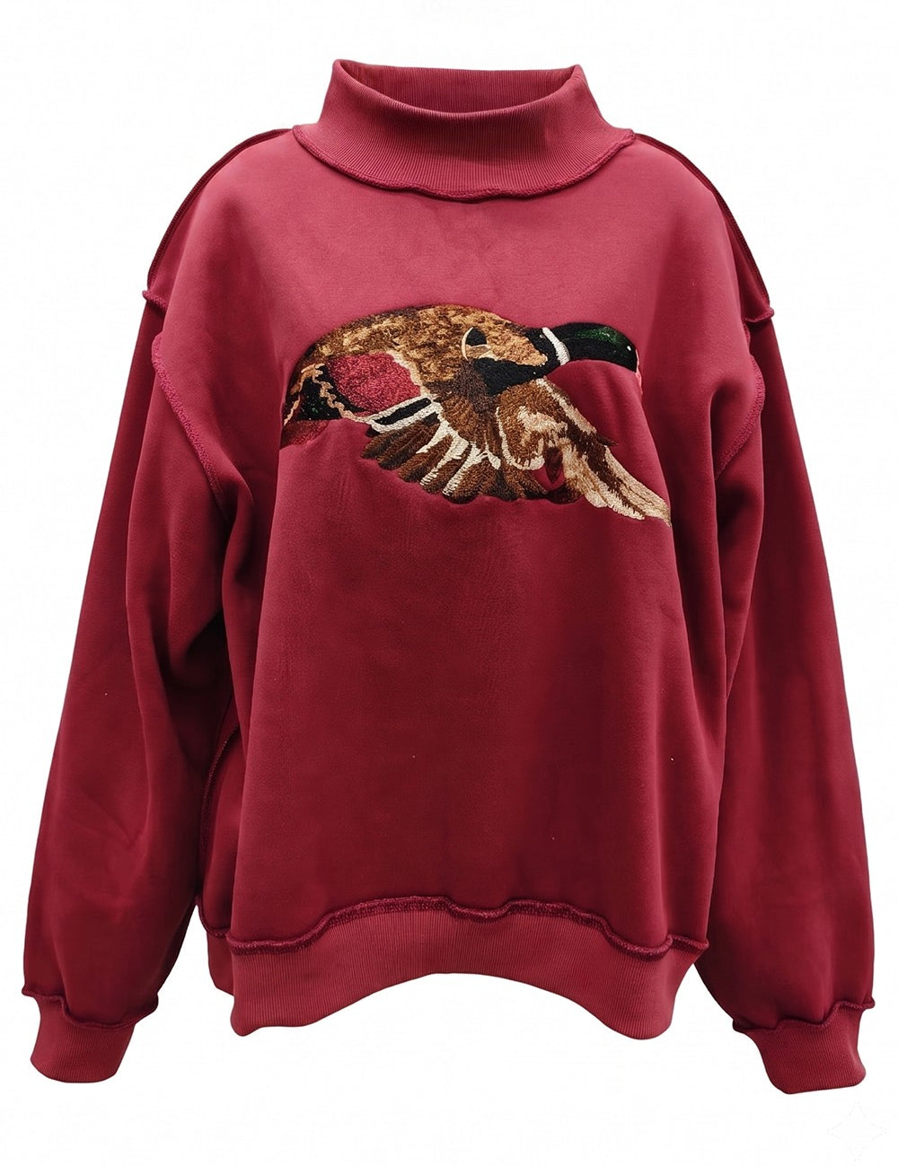 Marsh Flight Embroidered Mallard Sweatshirt in Burgundy - product photo 1