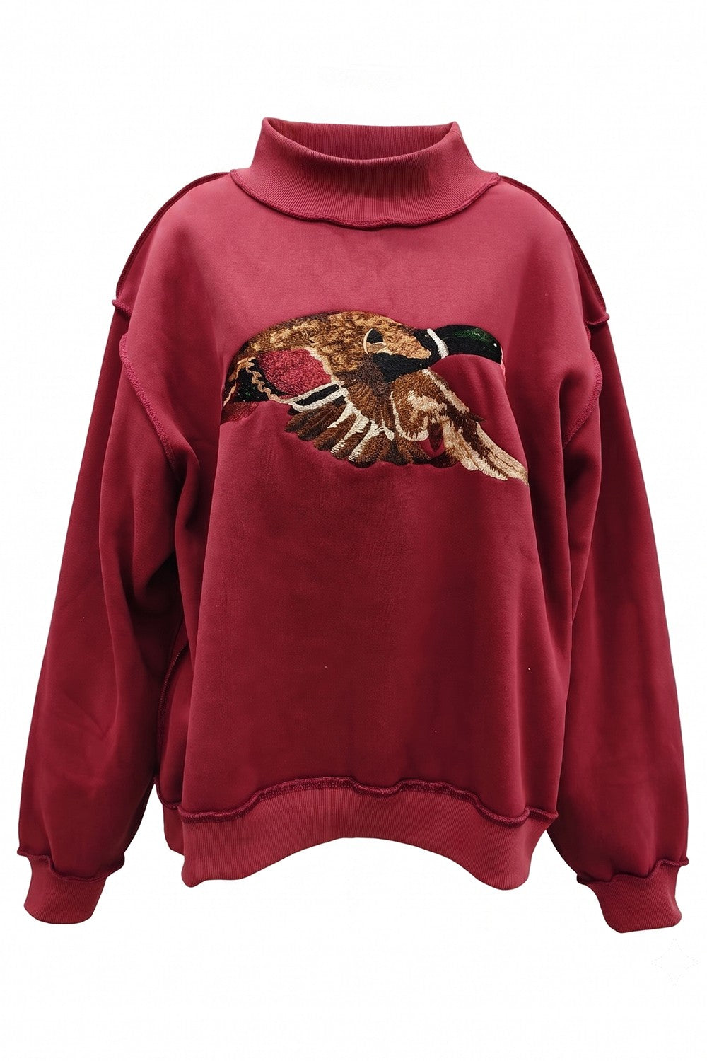 Marsh Flight Embroidered Mallard Sweatshirt in Burgundy - product photo 1