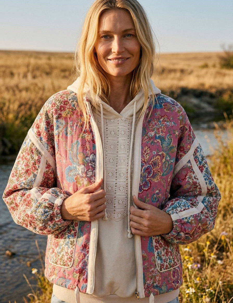 Mason Garden Floral Quilted Zip-Up Jacket - Westly