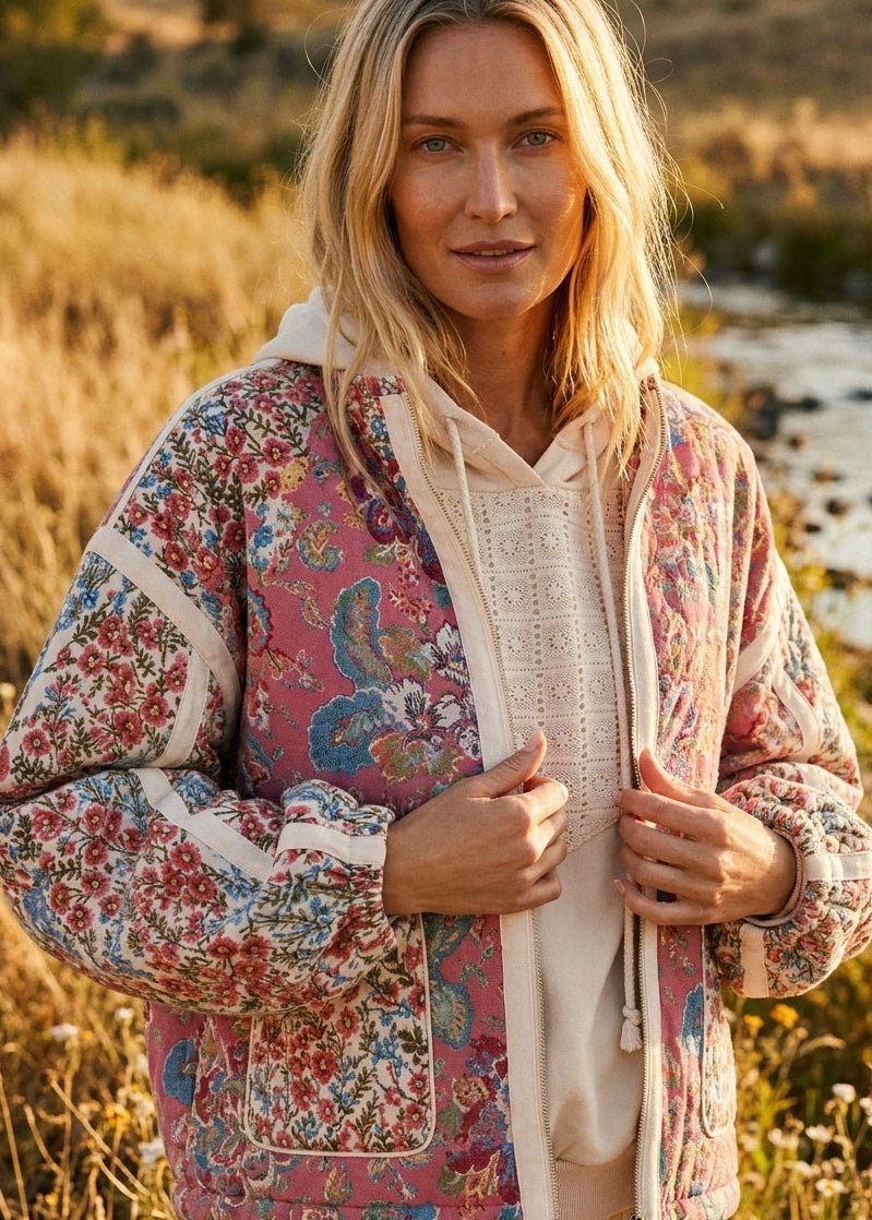 Mason Garden Floral Quilted Zip-Up Jacket - Westly