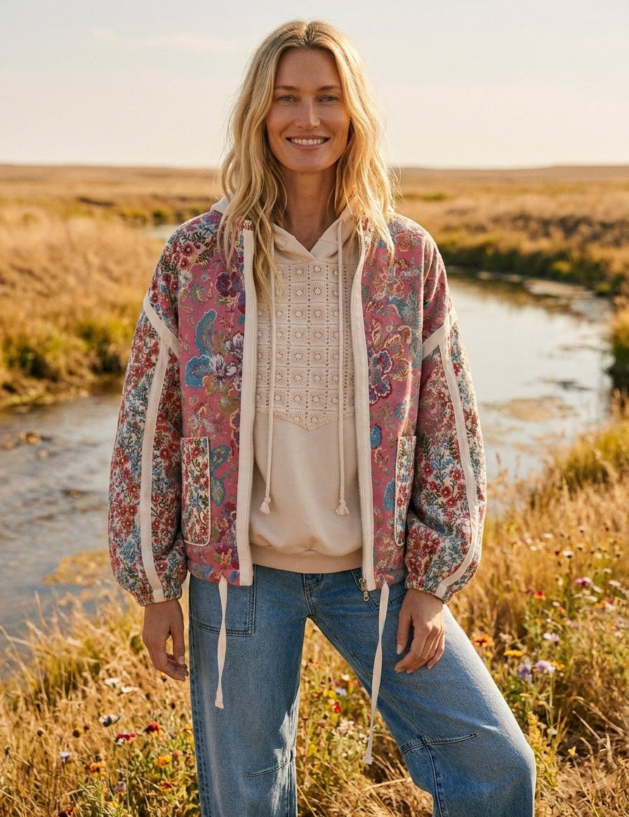 Mason Garden Floral Quilted Zip-Up Jacket - Westly