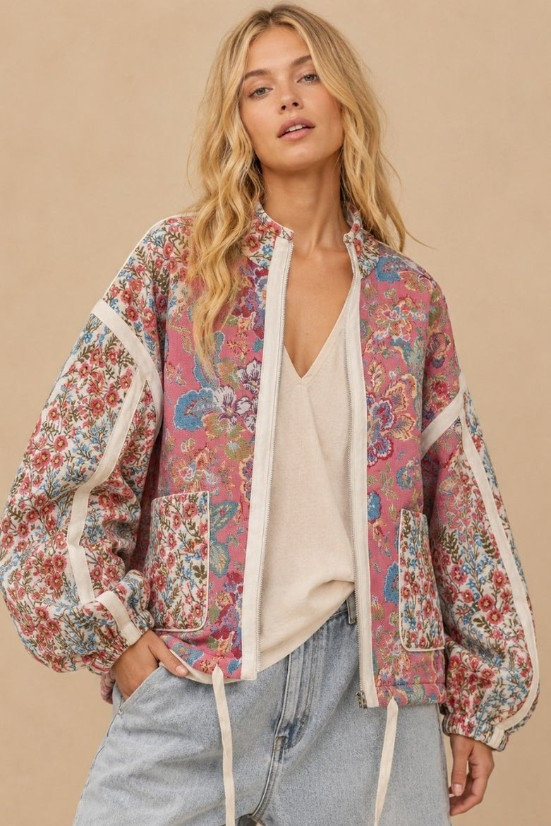 Mason Garden Floral Quilted Zip-Up Jacket - Westly