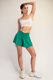 Match Day Crossover Flared Active Shorts in Fresh Green, photo 4