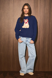 Maude Headscarf Cat Knit Sweater in Navy — product photo 03