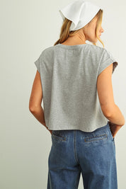 Mauve USA Patchwork Cropped Tee - Westly