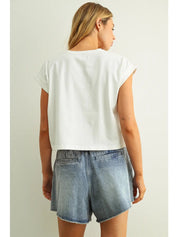 Mauve USA Patchwork Cropped Tee - Westly
