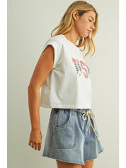 Mauve USA Patchwork Cropped Tee - Westly