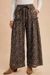 Meadow Drift Floral Palazzo Pants in Chocolate - product photo 1