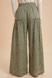 Meadow Drift Floral Palazzo Pants in Dried Sage - product photo 4