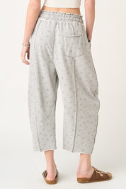 Meadow Floral Print Seam Detail Barrel Pants - Westly