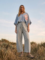 Meadow Floral Print Seam Detail Barrel Pants - Westly