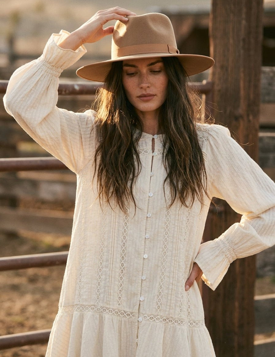 Meadowlight Lace Pintuck Tiered Tunic Dress - Westly