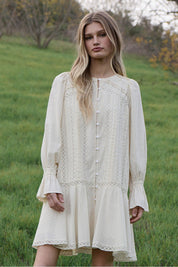 Meadowlight Lace Pintuck Tiered Tunic Dress - Westly