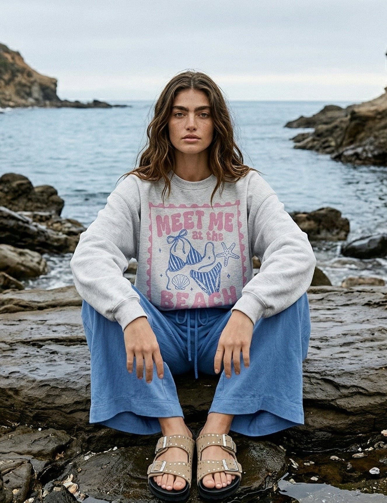 Meet Me At The Beach Postcard Sweatshirt - Westly