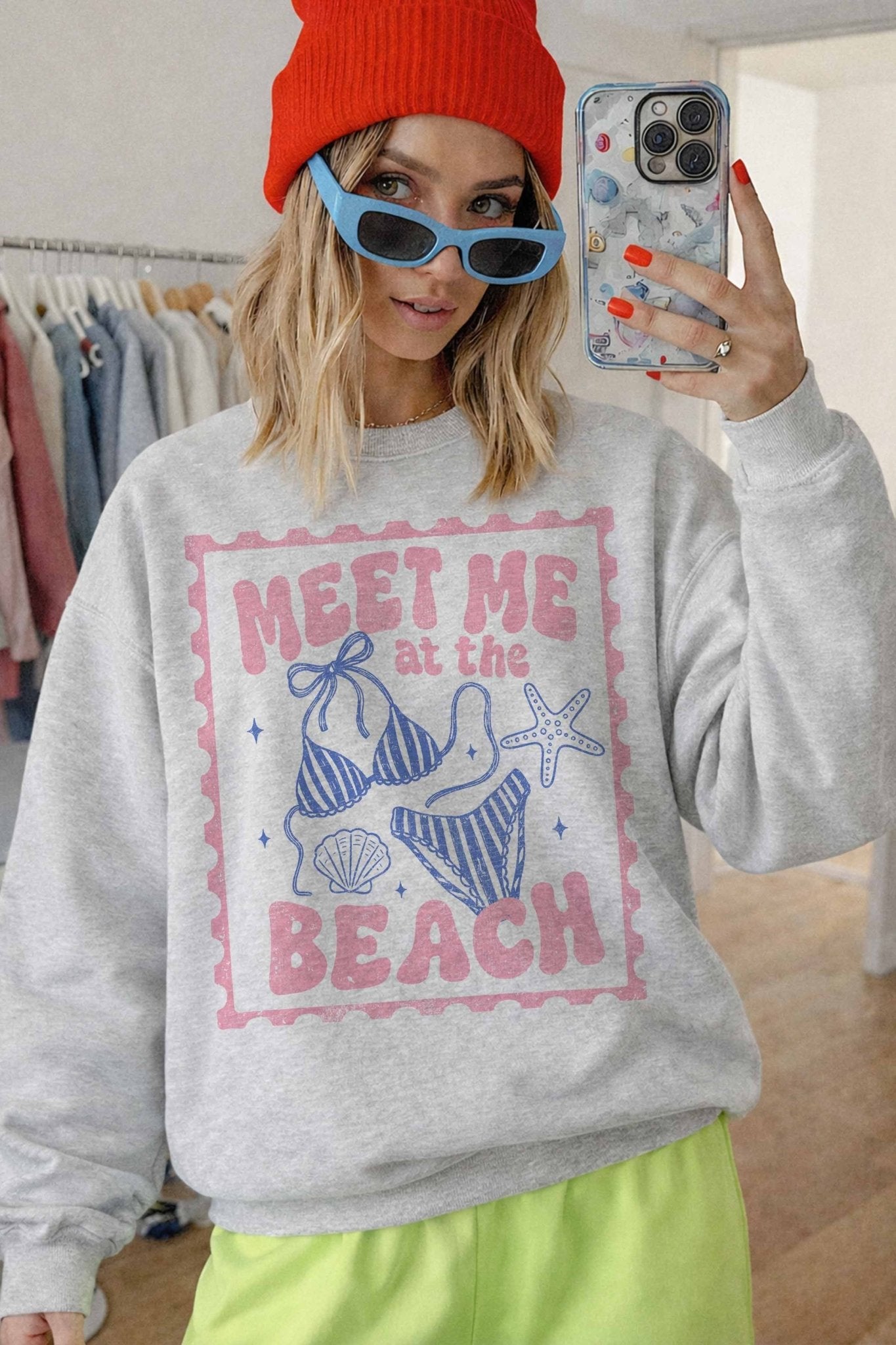 Meet Me At The Beach Postcard Sweatshirt - Westly