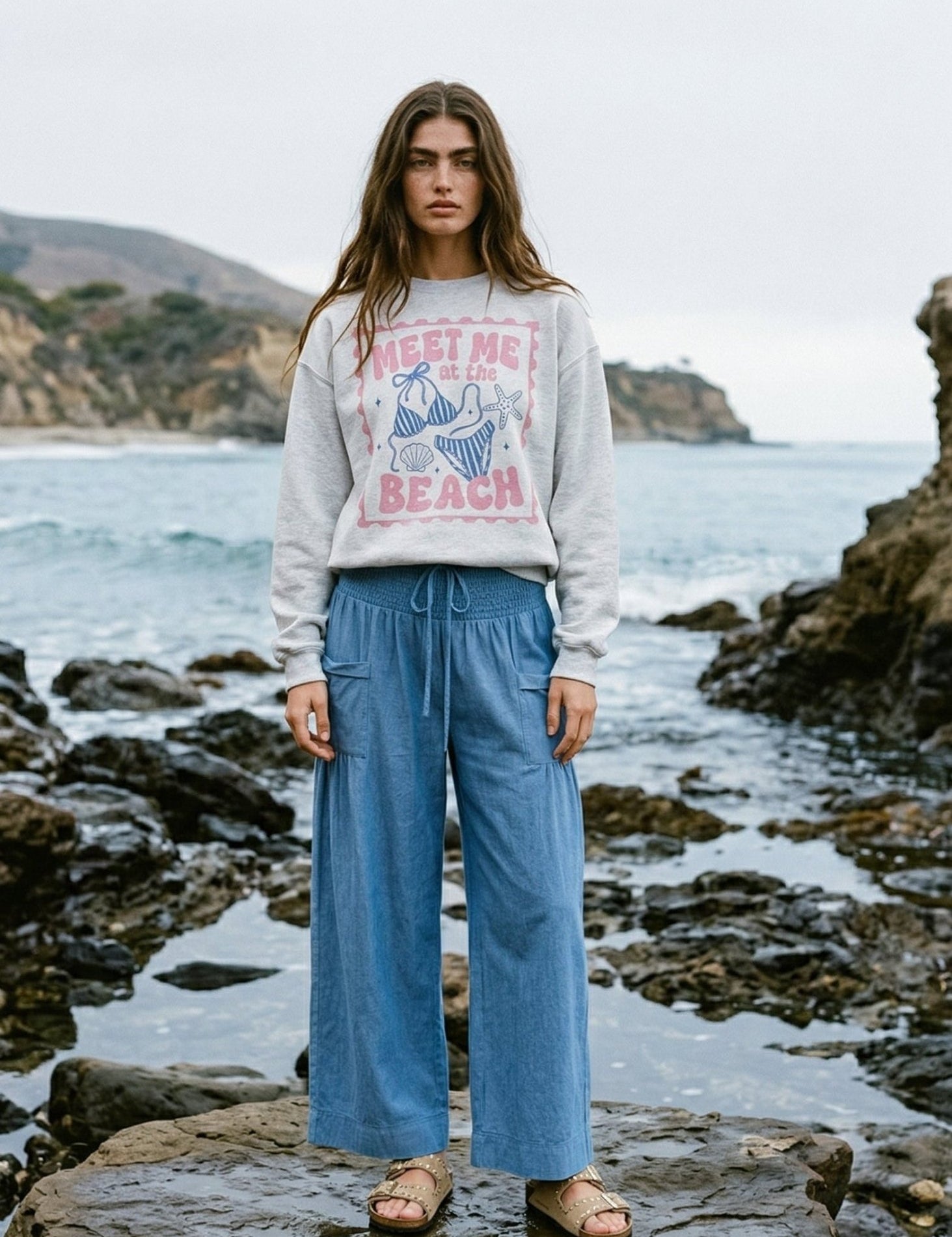 Meet Me At The Beach Postcard Sweatshirt - Westly
