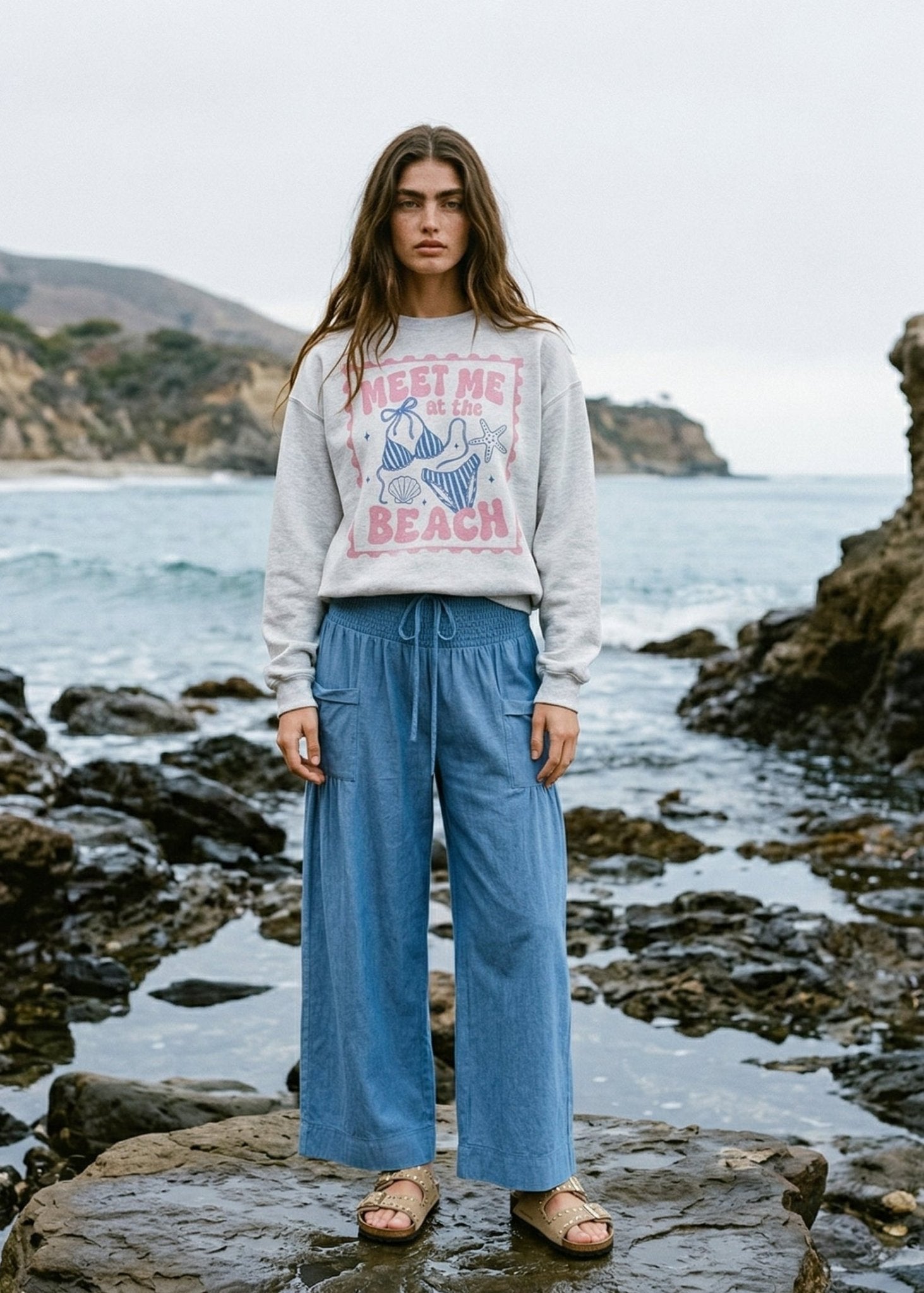 Meet Me At The Beach Postcard Sweatshirt - Westly